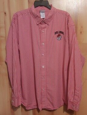 KA Knights Apparel Men's 2XL Red Check Long Sleeve Ga Bulldogs Shirt